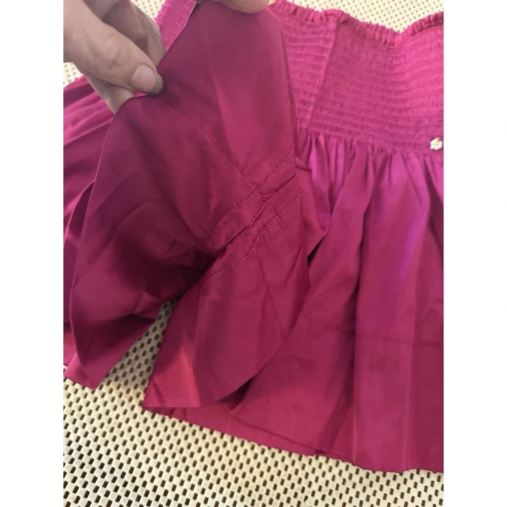 Natural Life Skort Skirt Shorts S Magenta Daisy Smocked Waist Boho Hippie Gypsy